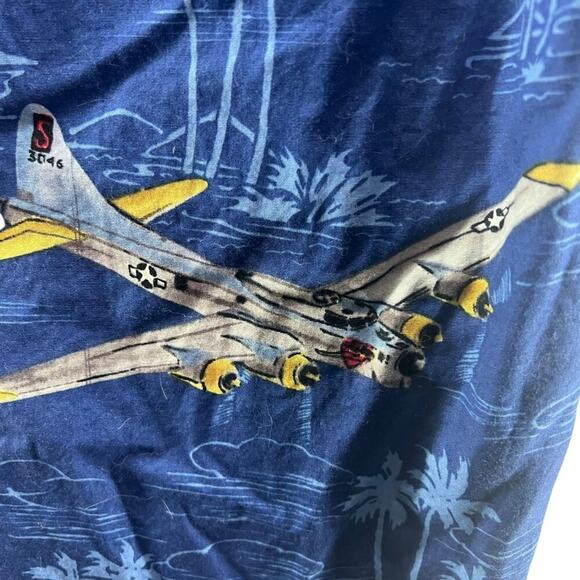 Kalaheo RJC Hawaiian Shirt Bombers B52s Fighter Planes Cotton USA Made Mens Larg - Picture 4 of 7